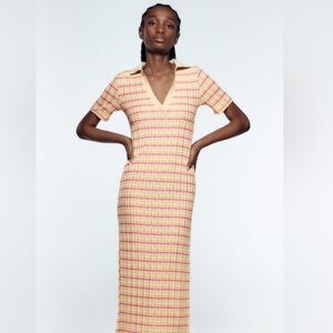 Zara Yellow and Pink Striped Dress